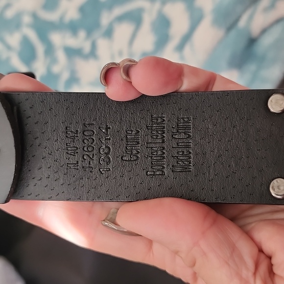 HOT TOPIC skull black leather belt 40-42" XL - Picture 3 of 4